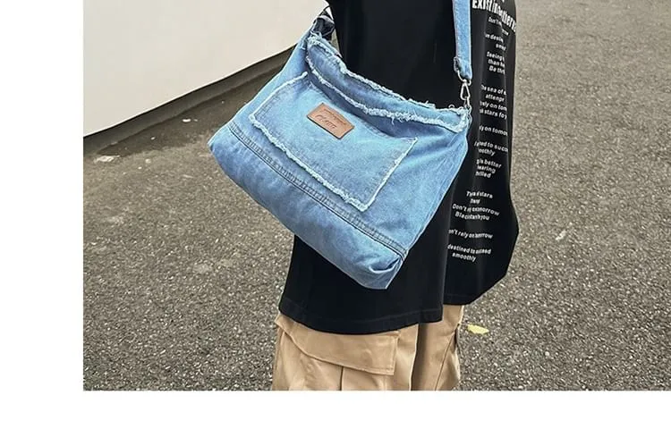 Applique Denim Crossbody Bag