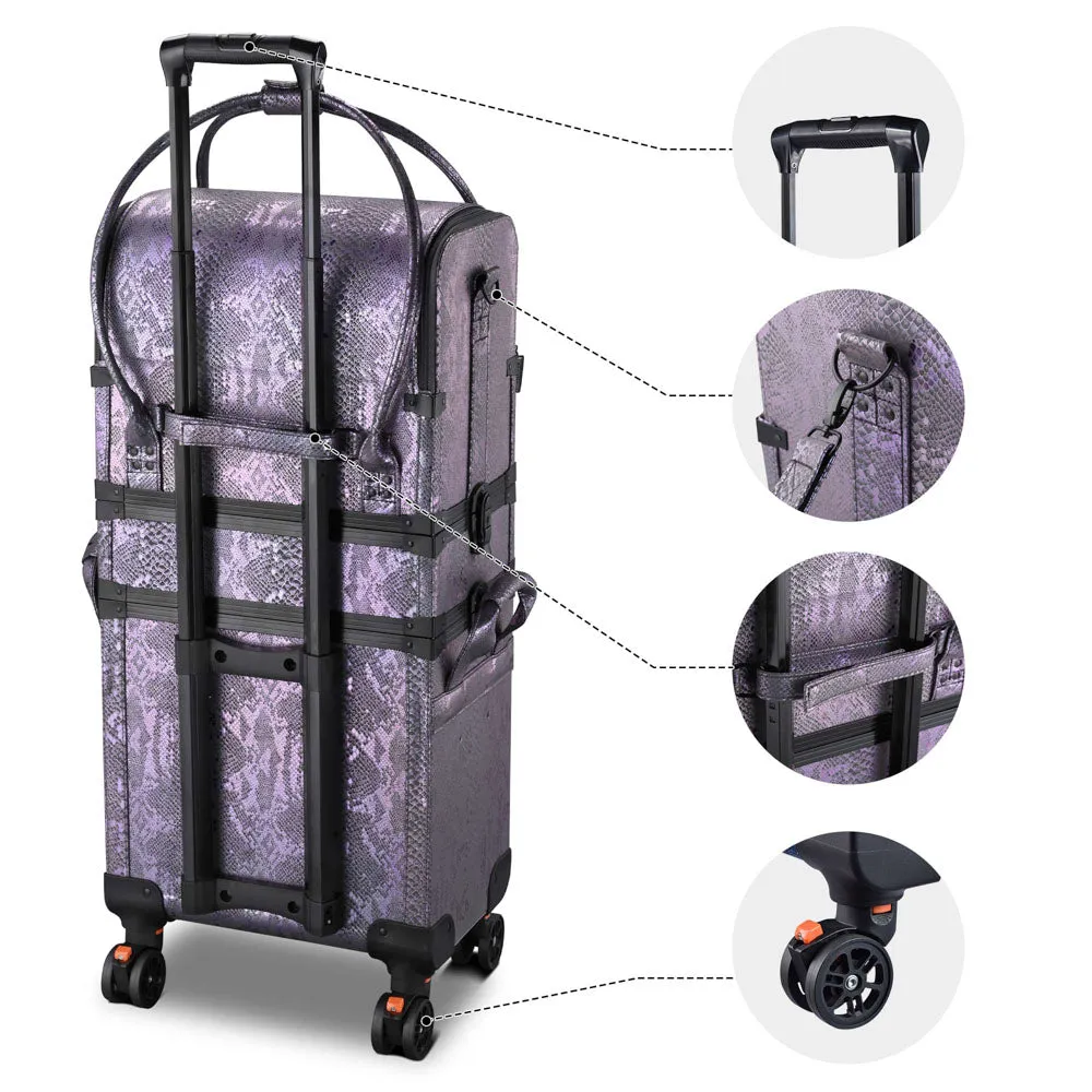 Byootique MassLux Purple Snake Skin 3in1 Rolling Makeup Case