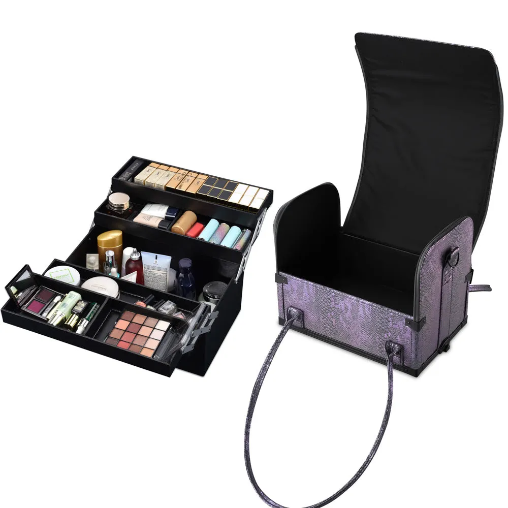 Byootique MassLux Purple Snake Skin 3in1 Rolling Makeup Case