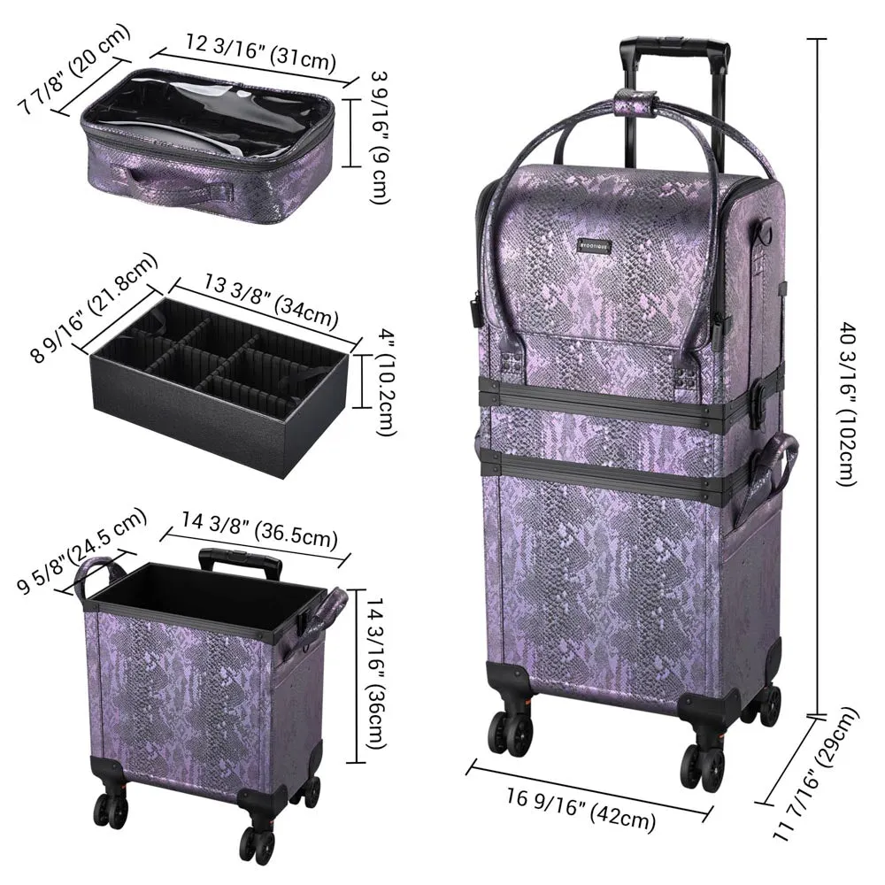 Byootique MassLux Purple Snake Skin 3in1 Rolling Makeup Case