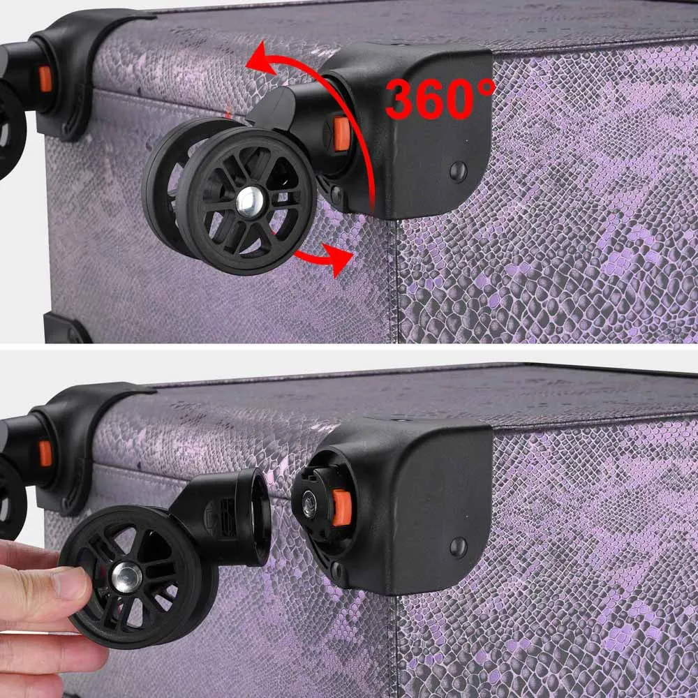 Byootique MassLux Purple Snake Skin 3in1 Rolling Makeup Case