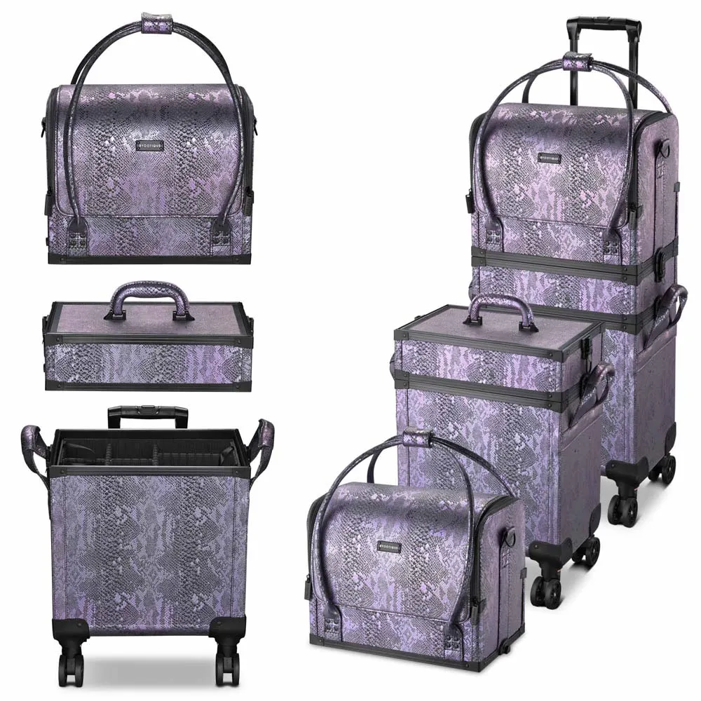 Byootique MassLux Purple Snake Skin 3in1 Rolling Makeup Case