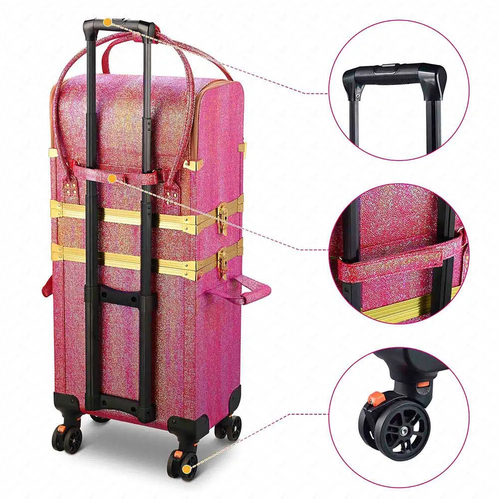 Byootique MassLux Red Gold 3in1 Rolling Makeup Case