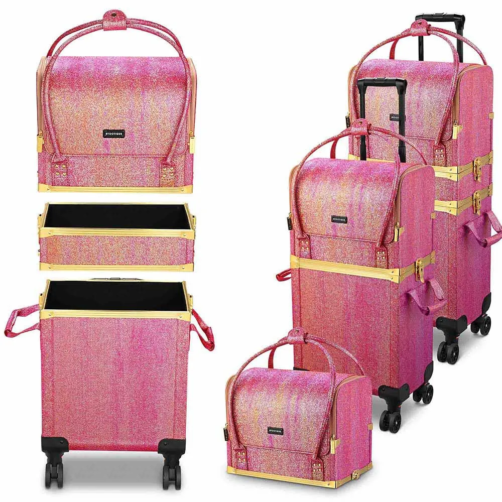 Byootique MassLux Red Gold 3in1 Rolling Makeup Case