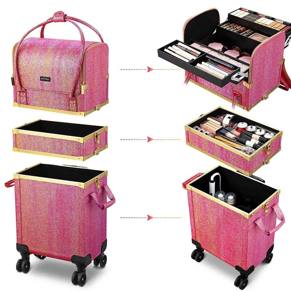 Byootique MassLux Red Gold 3in1 Rolling Makeup Case