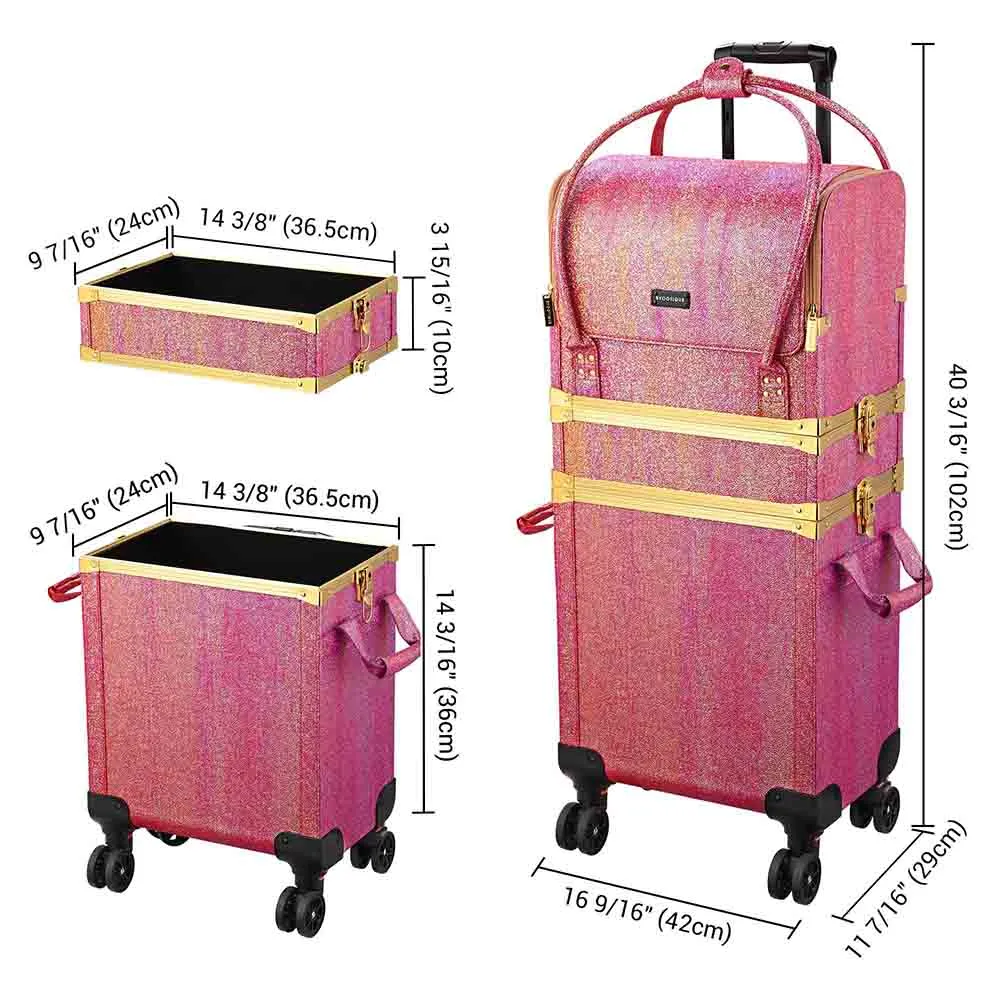 Byootique MassLux Red Gold 3in1 Rolling Makeup Case