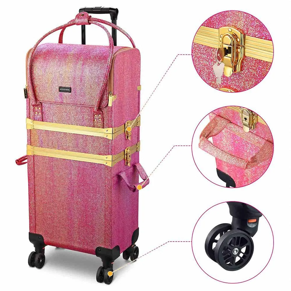 Byootique MassLux Red Gold 3in1 Rolling Makeup Case