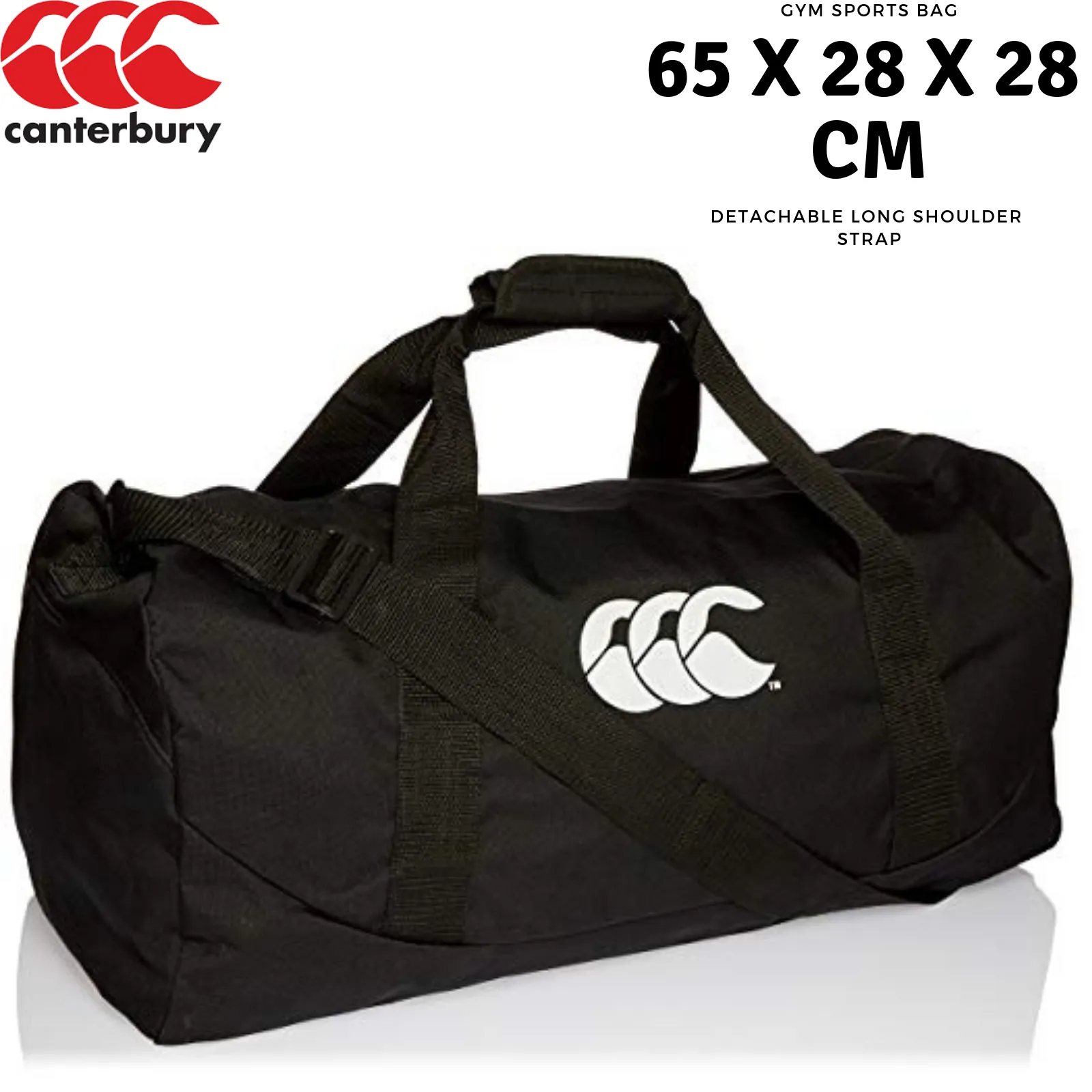 Canterbury 51L Packaway Bag Gym Sports Duffle Duffel Travel - Black