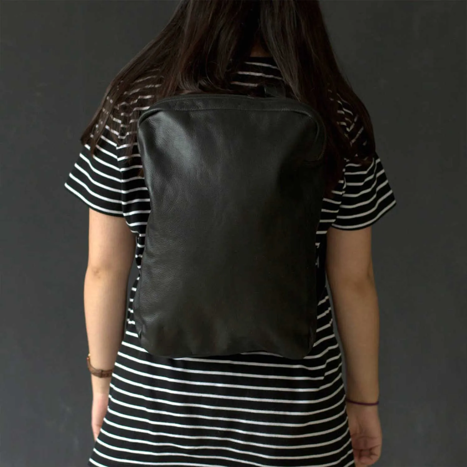 Khaplu Black Travel Leather Rucksack