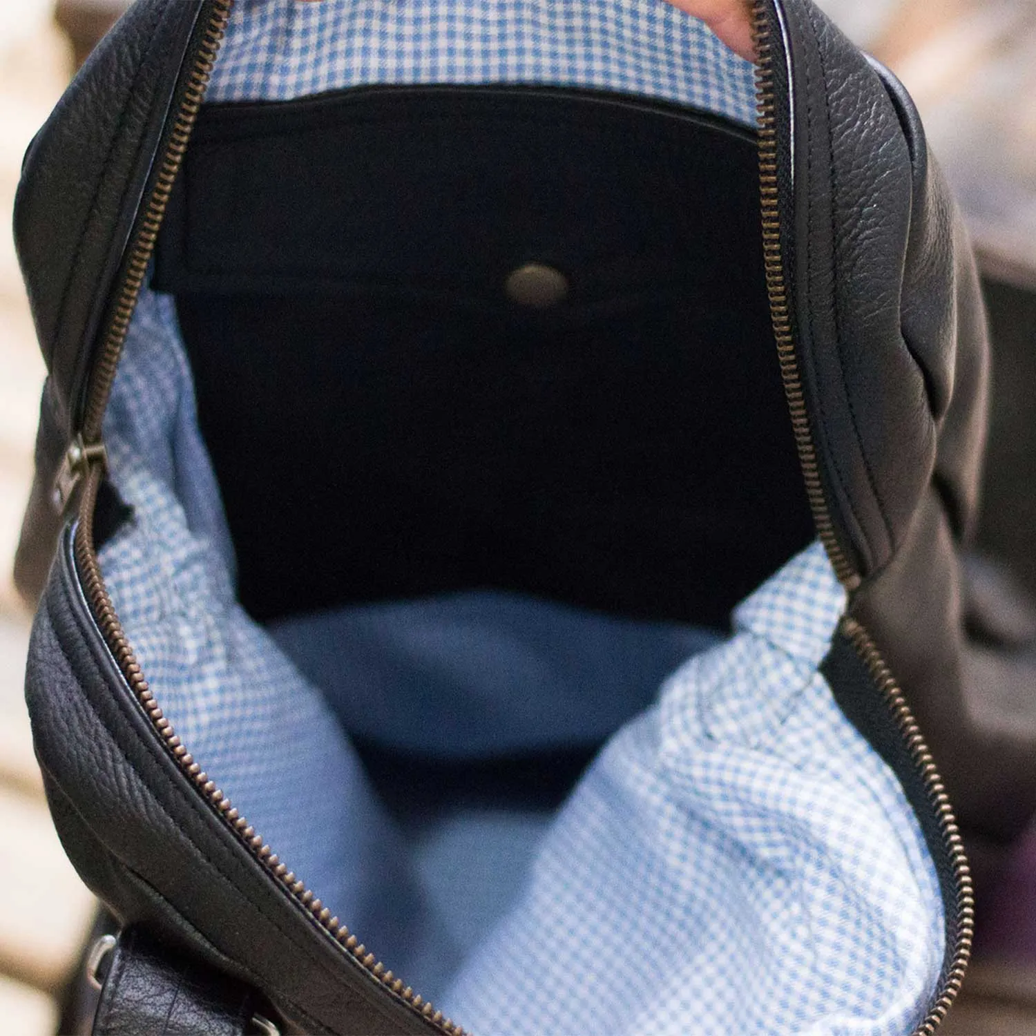 Khaplu Black Travel Leather Rucksack