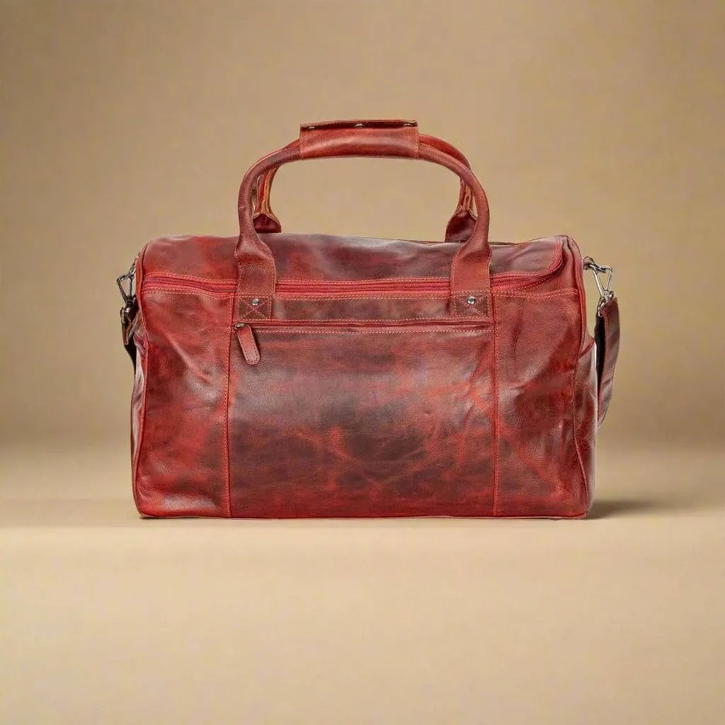 Leather Travel Duffle Bag Large -Rosewood