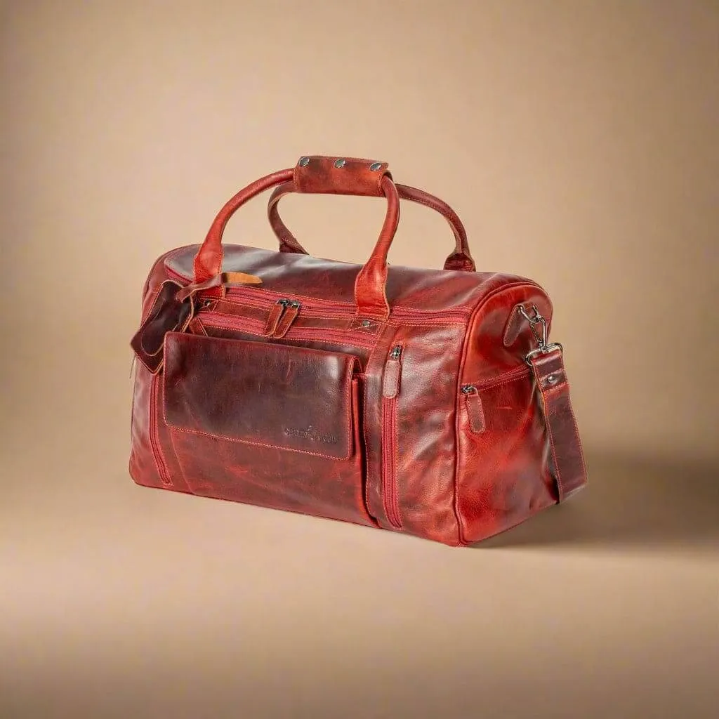 Leather Travel Duffle Bag Large -Rosewood