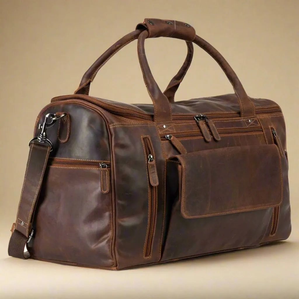 Leather Travel Duffle Bag Large - Sandal