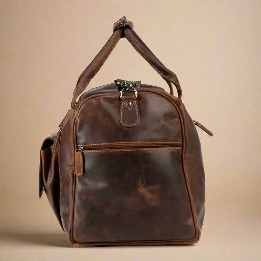 Leather Travel Duffle Bag Large - Sandal