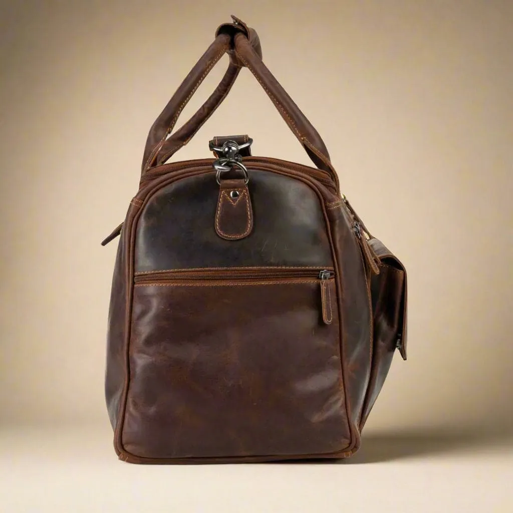 Leather Travel Duffle Bag Large - Sandal