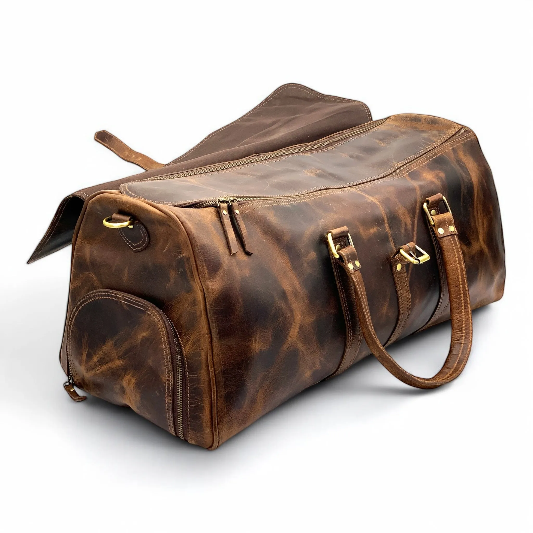 Spacious and Stylish Full-Grain Leather Duffel Bag Pinery Series