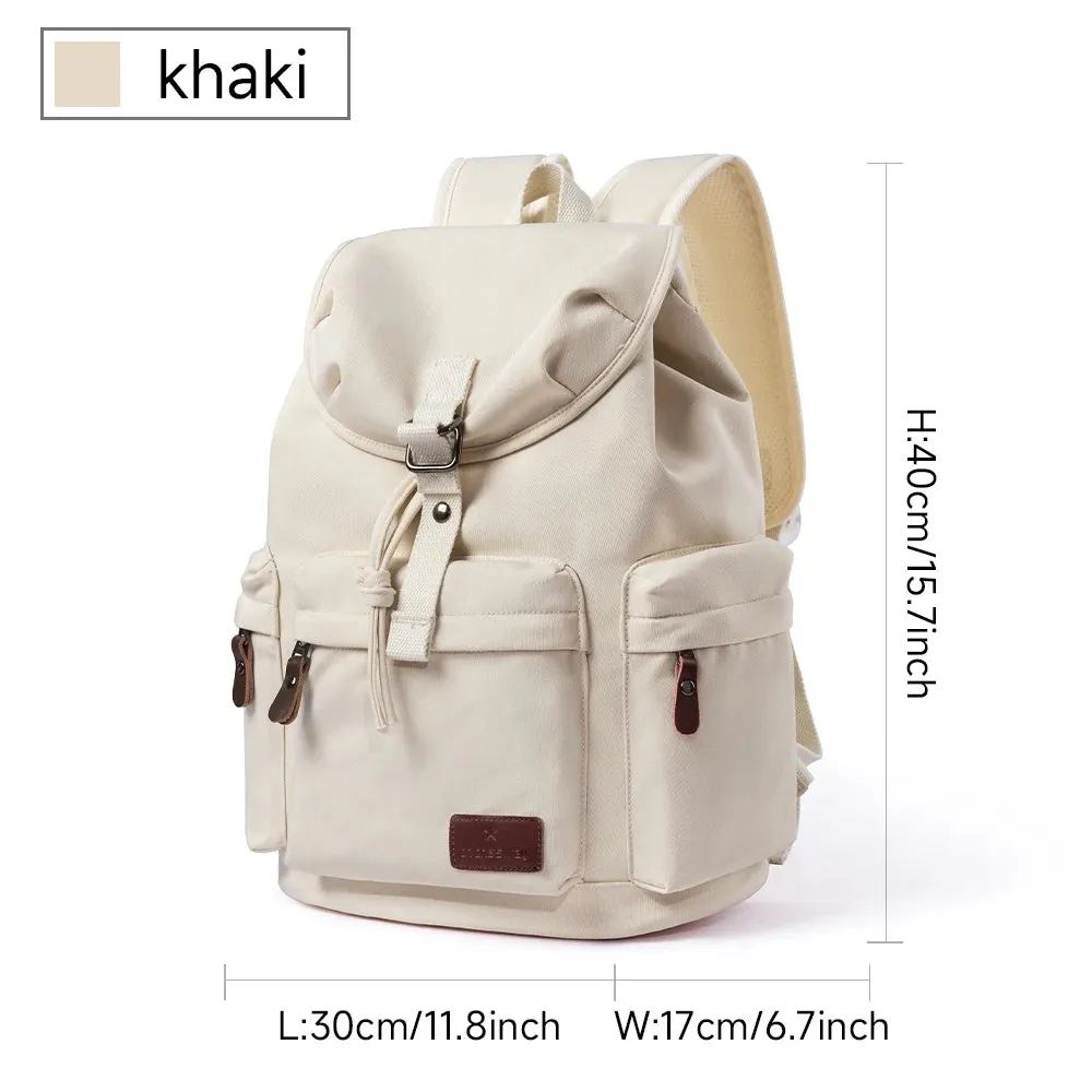 UAKISS  -  Canvas Backpack for Women, Durable 14 inch Laptop Backpack, Large Capacity Drawstring Backpack for Teens