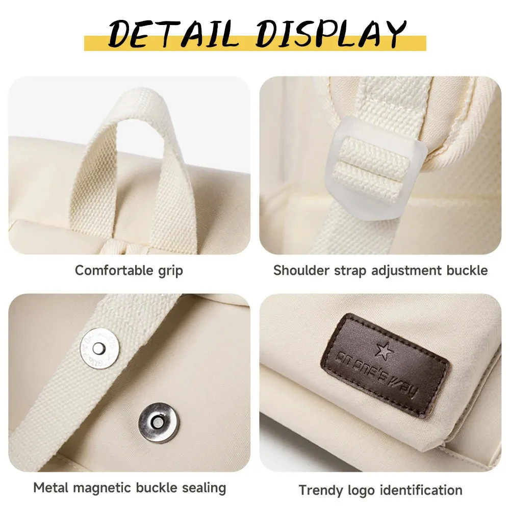 UAKISS  -  Canvas Backpack for Women, Durable 14 inch Laptop Backpack, Large Capacity Drawstring Backpack for Teens