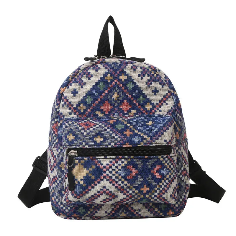 Uakiss Canvas Backpack New Retro Ethnic Style Backpack for Women's Business Trips Three Purpose Crossbody Backpack