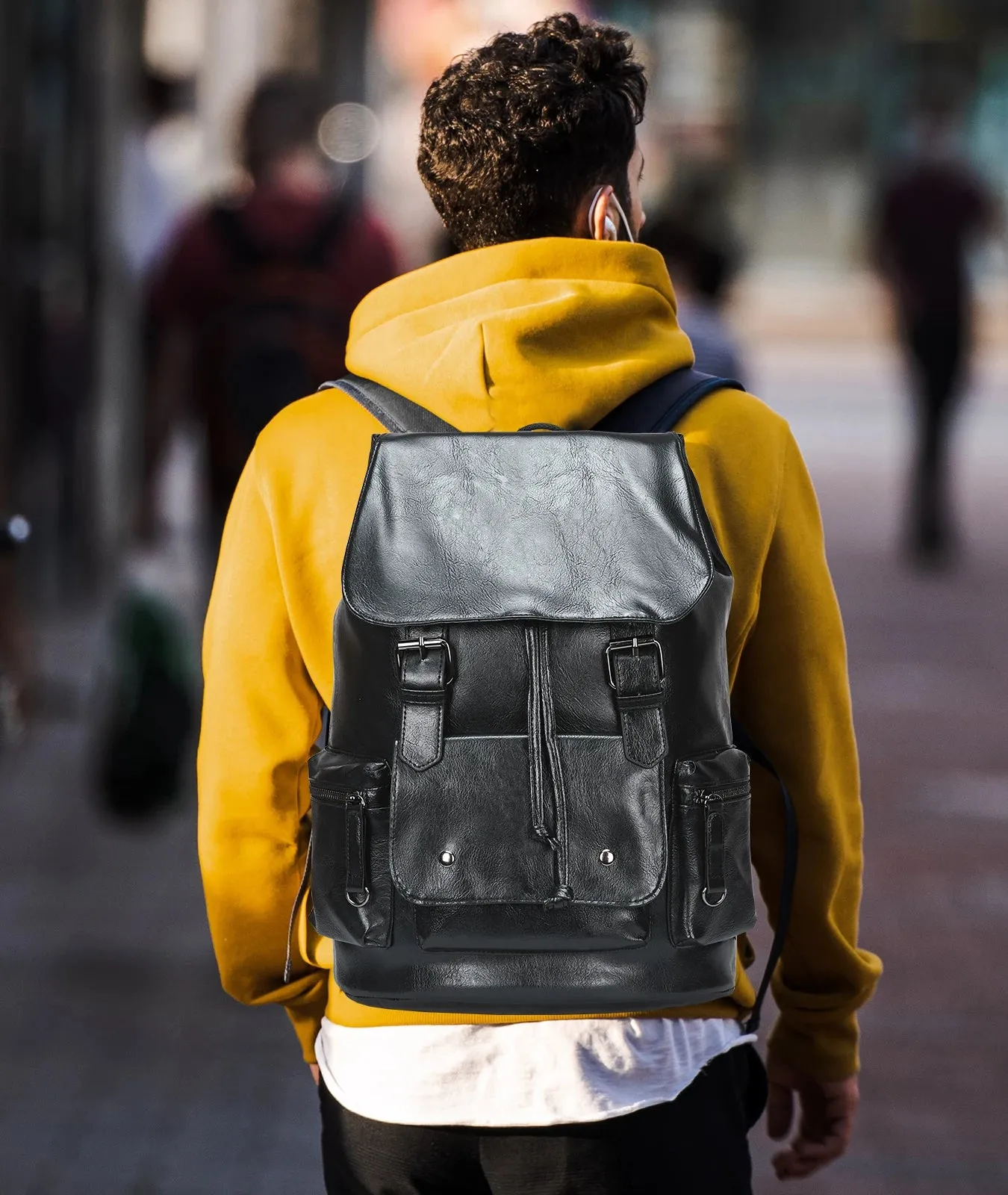 UAKISS  -   Men's Travel Backpack with Waterproof Material,Scratch-Resistant Leather Backpack,Versatile Backpack Fit 15.6 inch Laptop