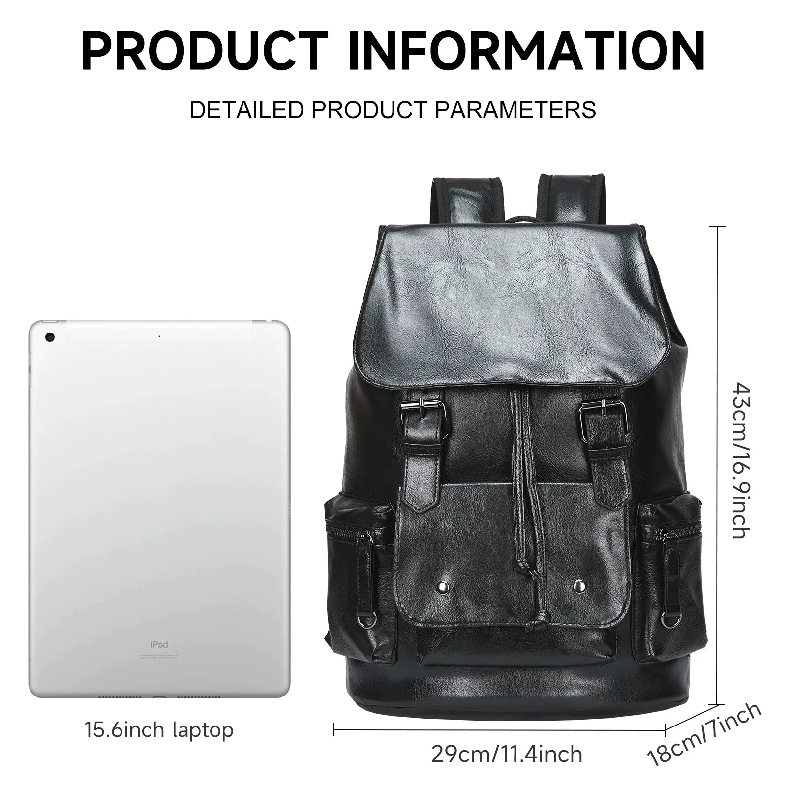 UAKISS  -   Men's Travel Backpack with Waterproof Material,Scratch-Resistant Leather Backpack,Versatile Backpack Fit 15.6 inch Laptop