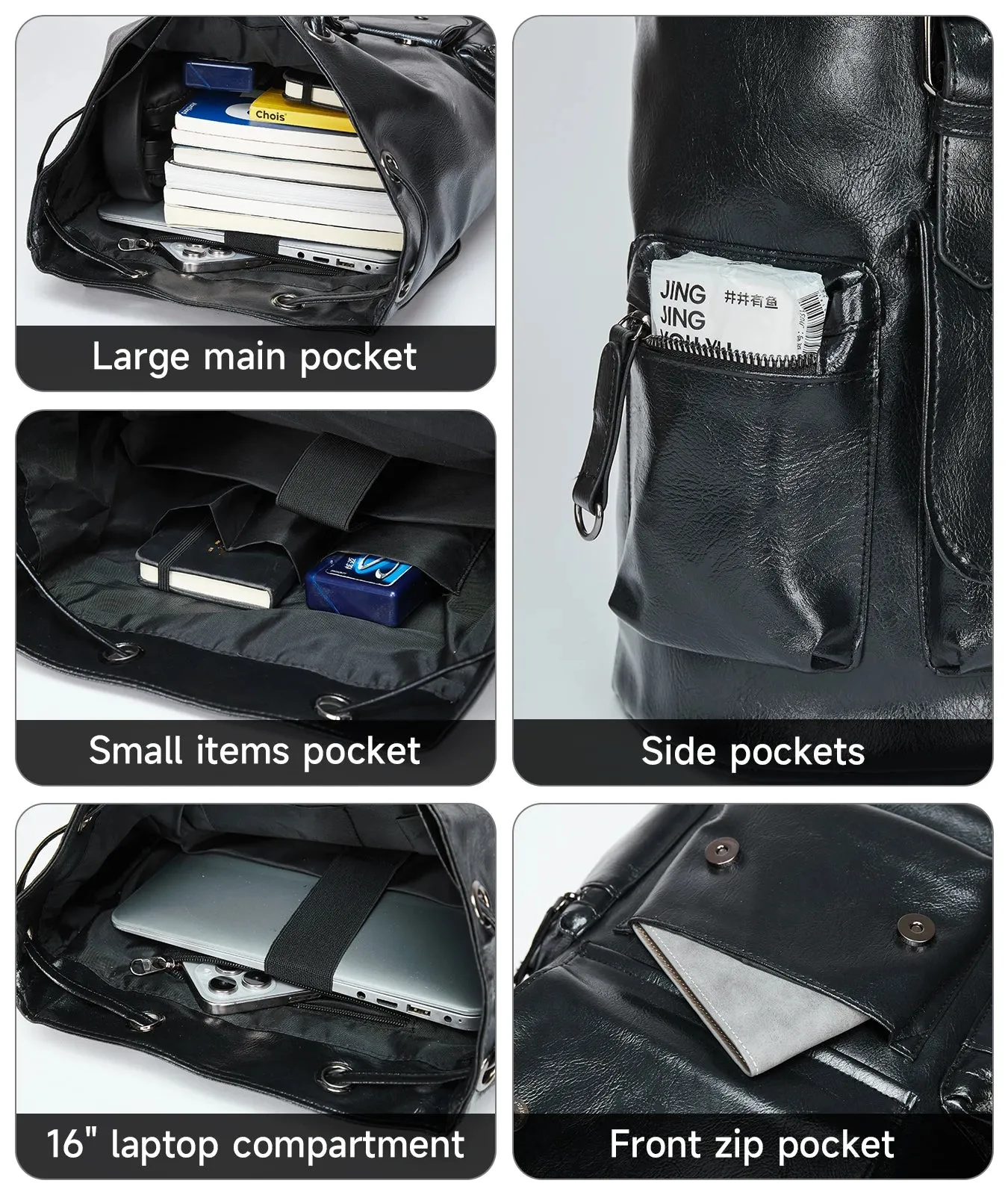 UAKISS  -   Men's Travel Backpack with Waterproof Material,Scratch-Resistant Leather Backpack,Versatile Backpack Fit 15.6 inch Laptop